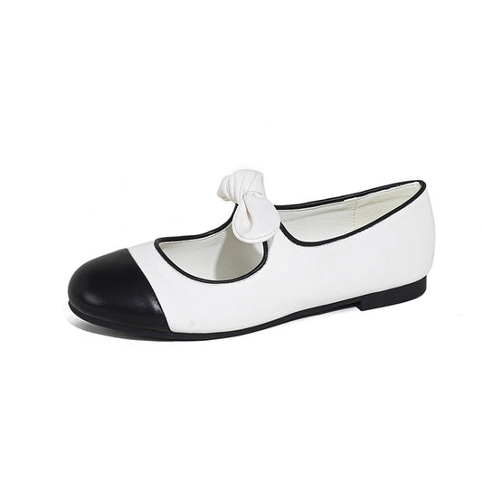 Princess Bow Ballet Mary Janes - Blanc Noir