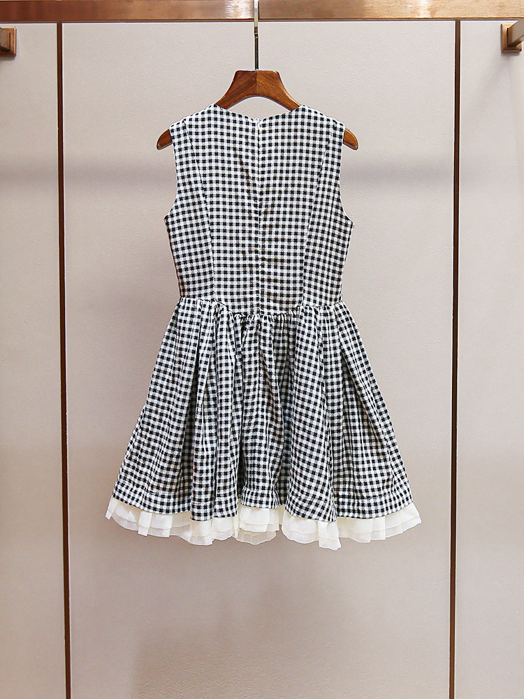 Princess Pearl Plaid Puff Dress
