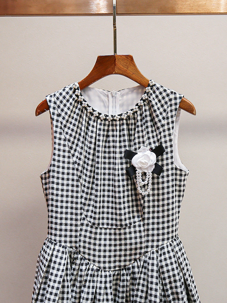 Princess Pearl Plaid Puff Dress