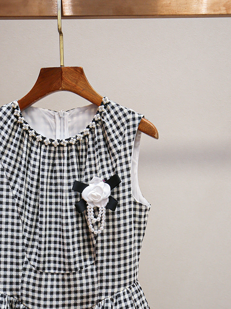 Princess Pearl Plaid Puff Dress