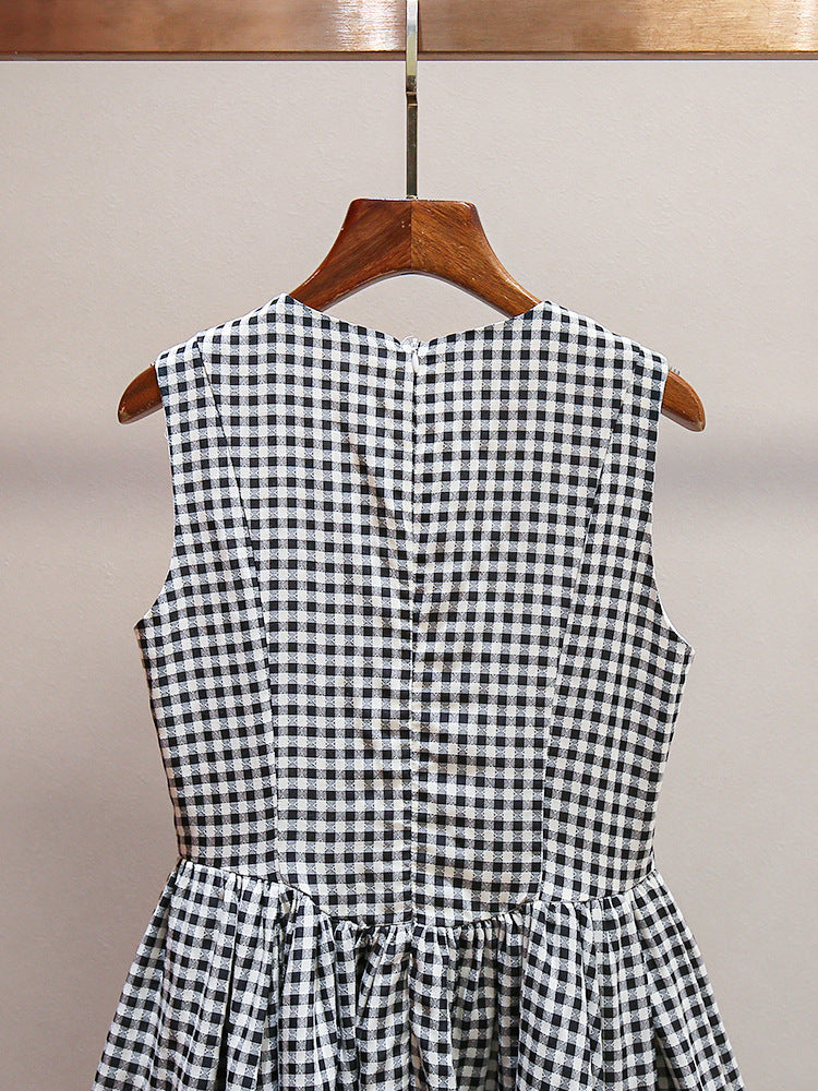 Princess Pearl Plaid Puff Dress