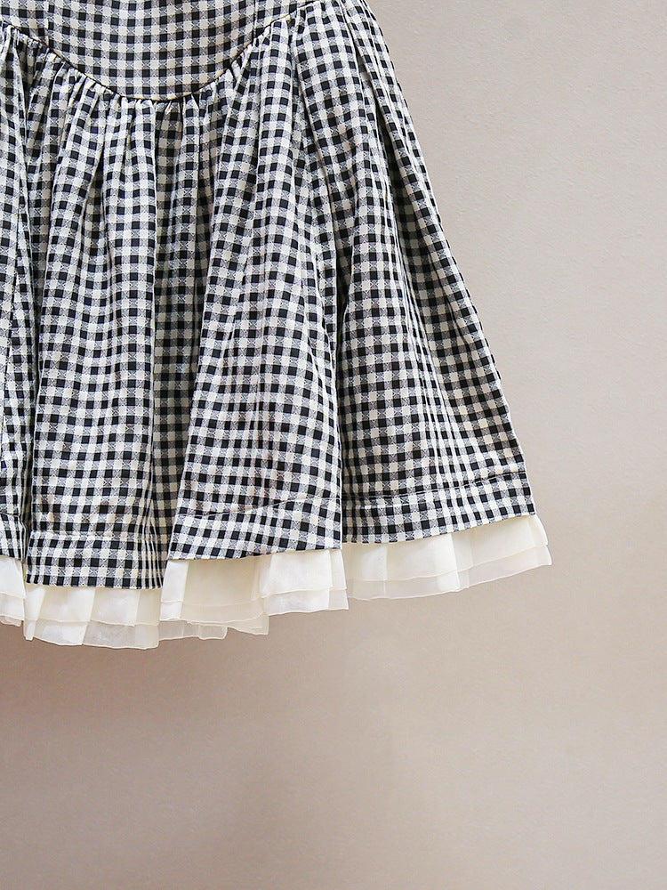Princess Pearl Plaid Puff Dress