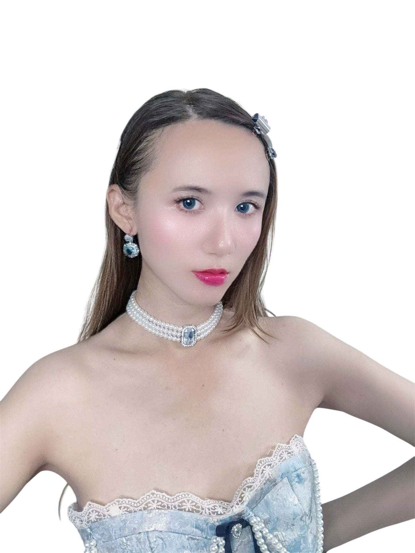 Radiant Gem Pearl Trio Necklace