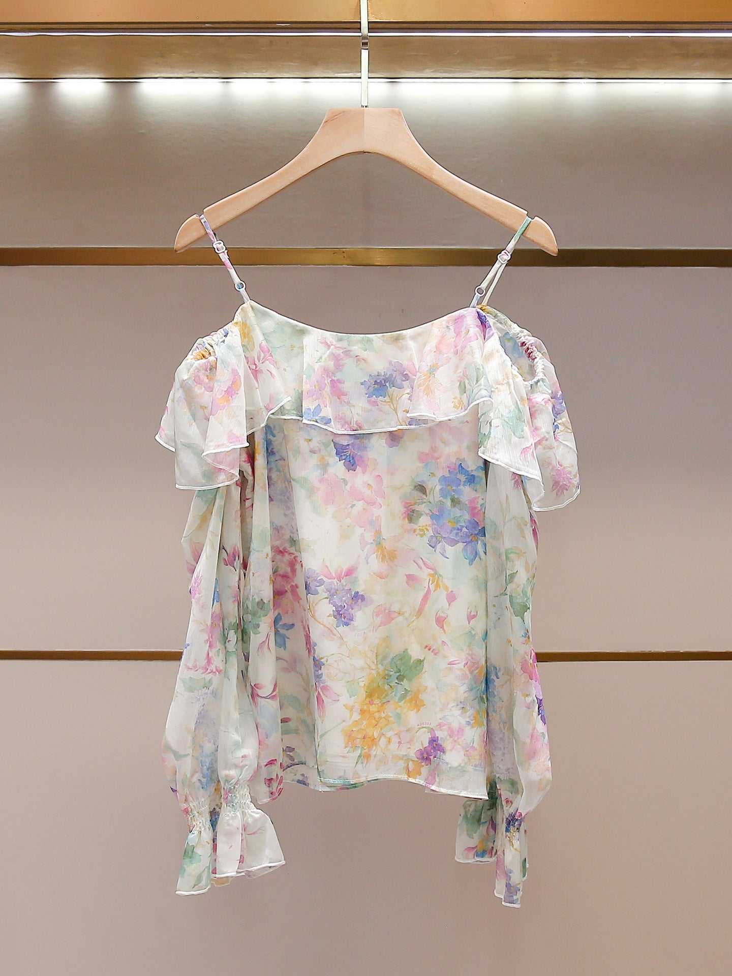 Romantic Ruffle Print Blouse