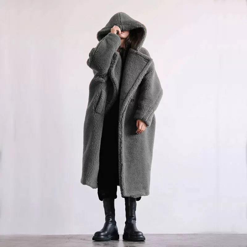Rome Teddy Long Coat - Ashen Grey