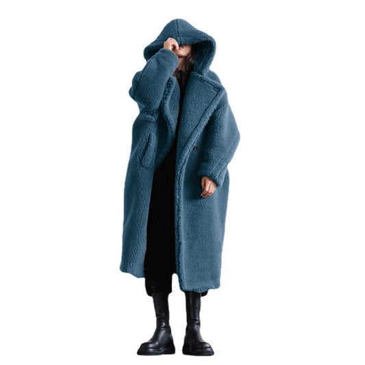 Rome Teddy Long Coat - Nautical Blue (Dusky Blue)