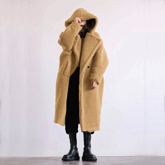 Rome Teddy Long Coat - Caramel Beige