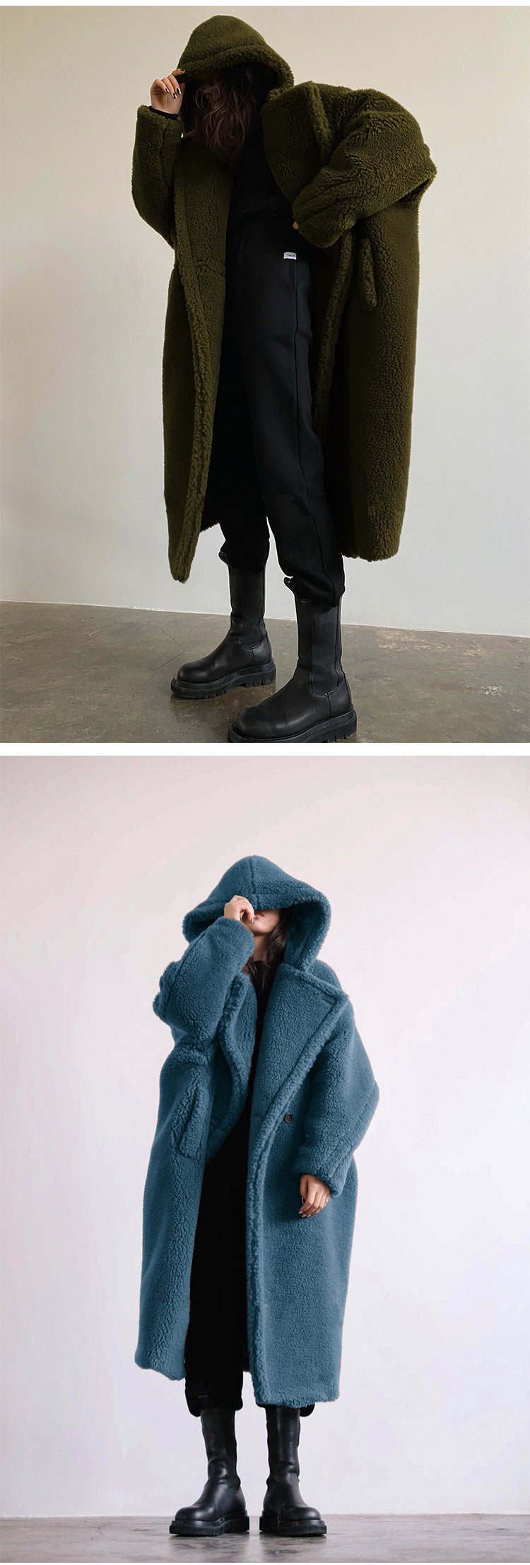 Rome Teddy Long Coat - Ashen Grey