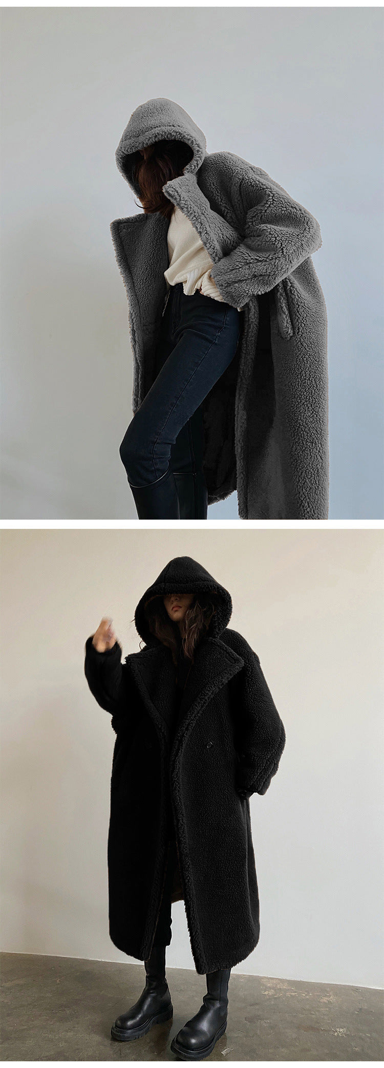 Rome Teddy Long Coat - Ashen Grey