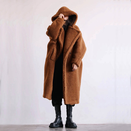 Rome Teddy Long Coat - Mocha Caramel