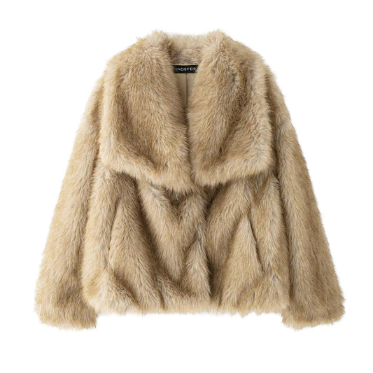 Savage Instinct Faux Fur Coat - Khaki Fawn