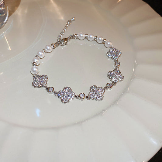 Signature Parisian Clover Bracelet – Starry Pearl Chain