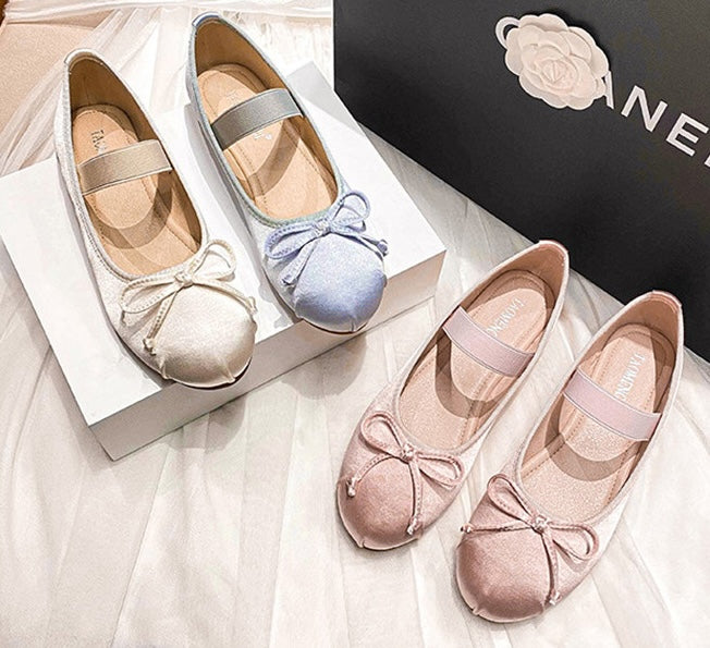 Silk Ballet Mary Janes - Blanc White