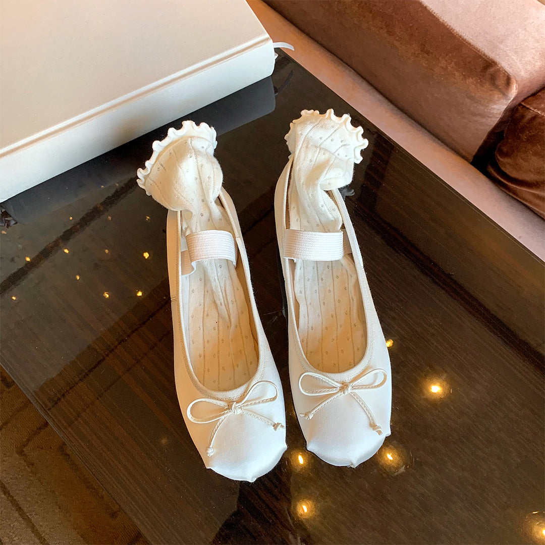 Silk Ballet Mary Janes - Blanc White