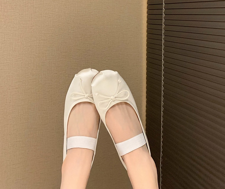 Silk Ballet Mary Janes - Blanc White
