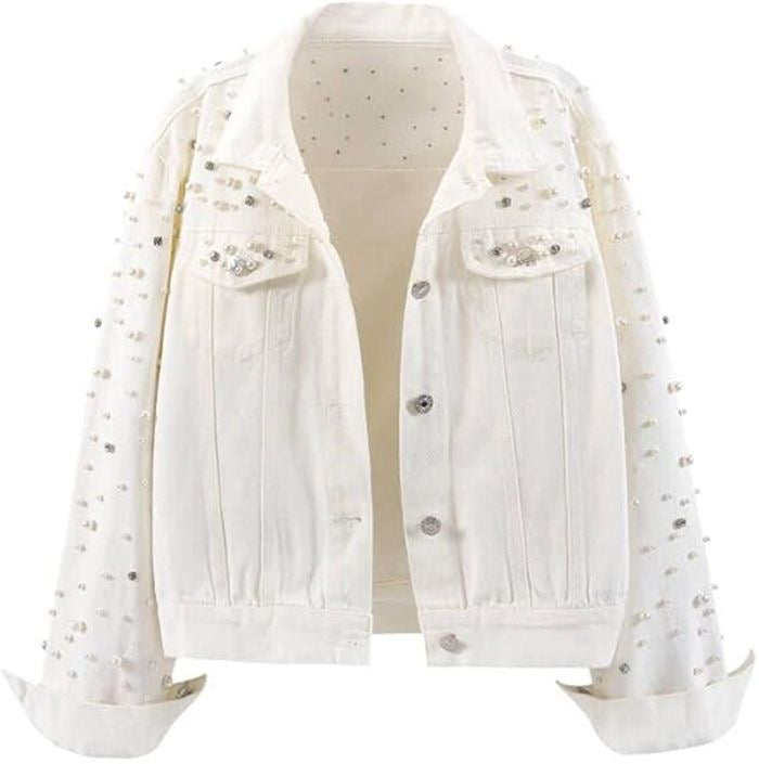 Sparkles Diamond & Pearl Denim Jacket