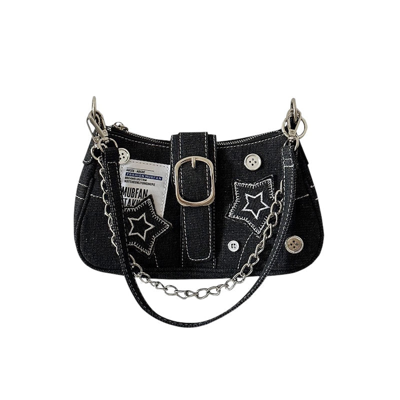 Starry Denim Shoulder Bag