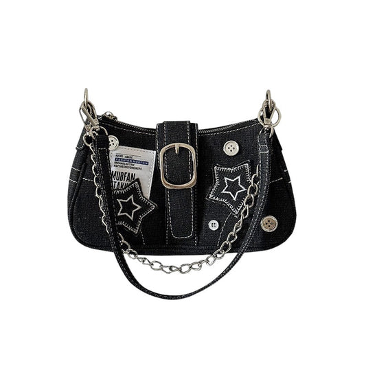 Starry Denim Shoulder Bag
