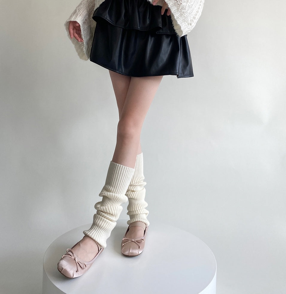 Straight Leg Warmers - Cream White
