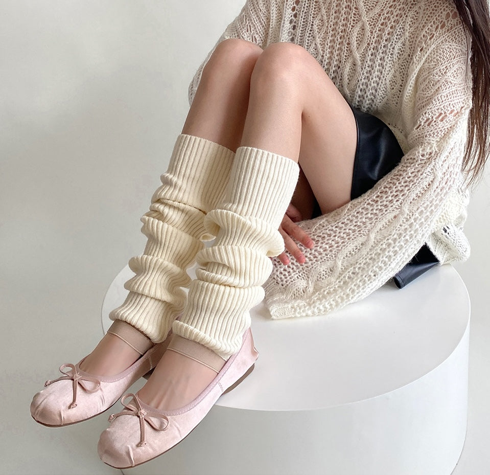Straight Leg Warmers - Cream White