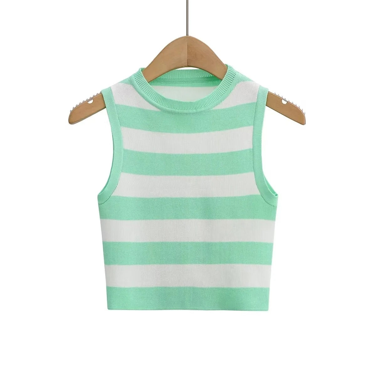 Striped Knit Tank - Denim Blanc