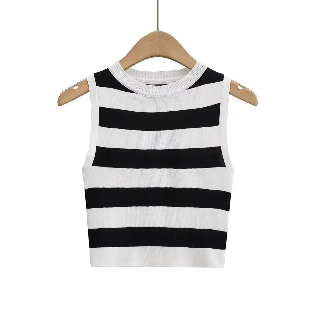 Striped Knit Tank - Denim Blanc