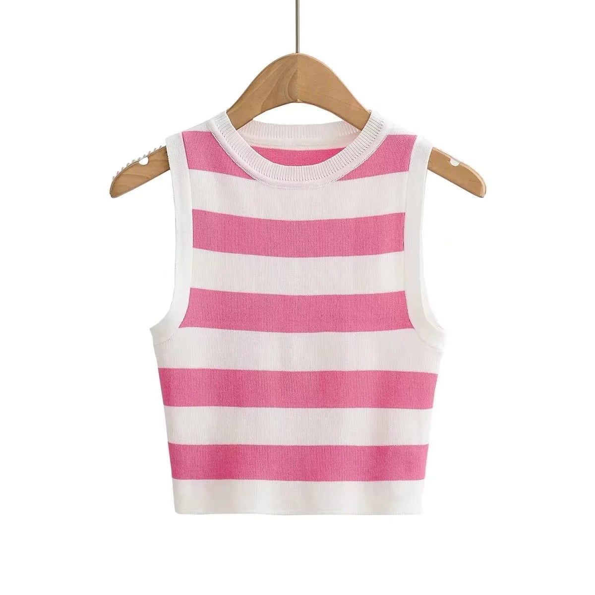Striped Knit Tank - Denim Blanc