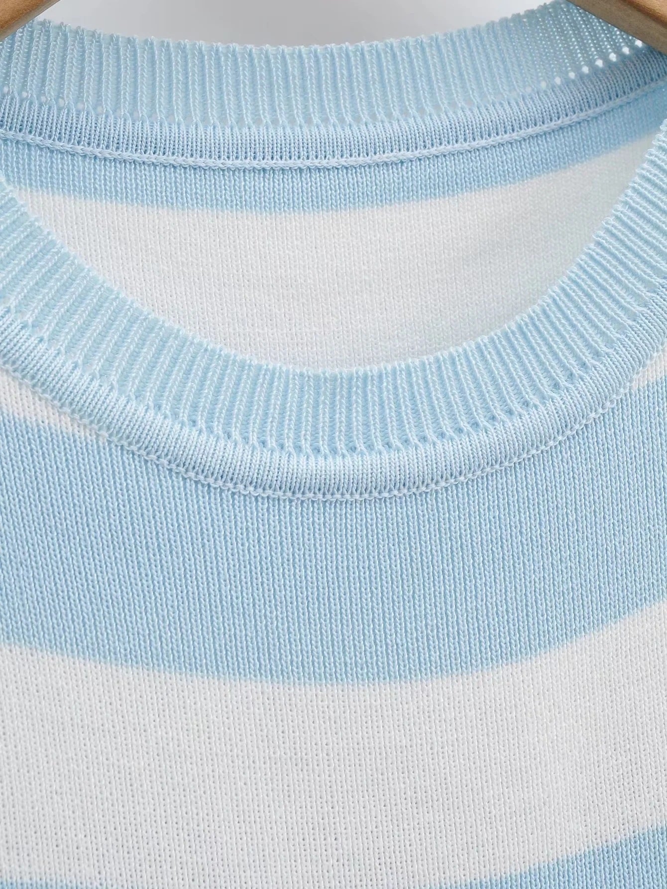 Striped Knit Tank - Denim Blanc