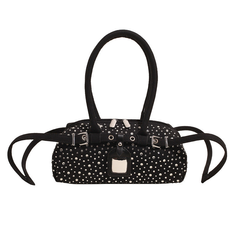 Studded Charm Denim Bag
