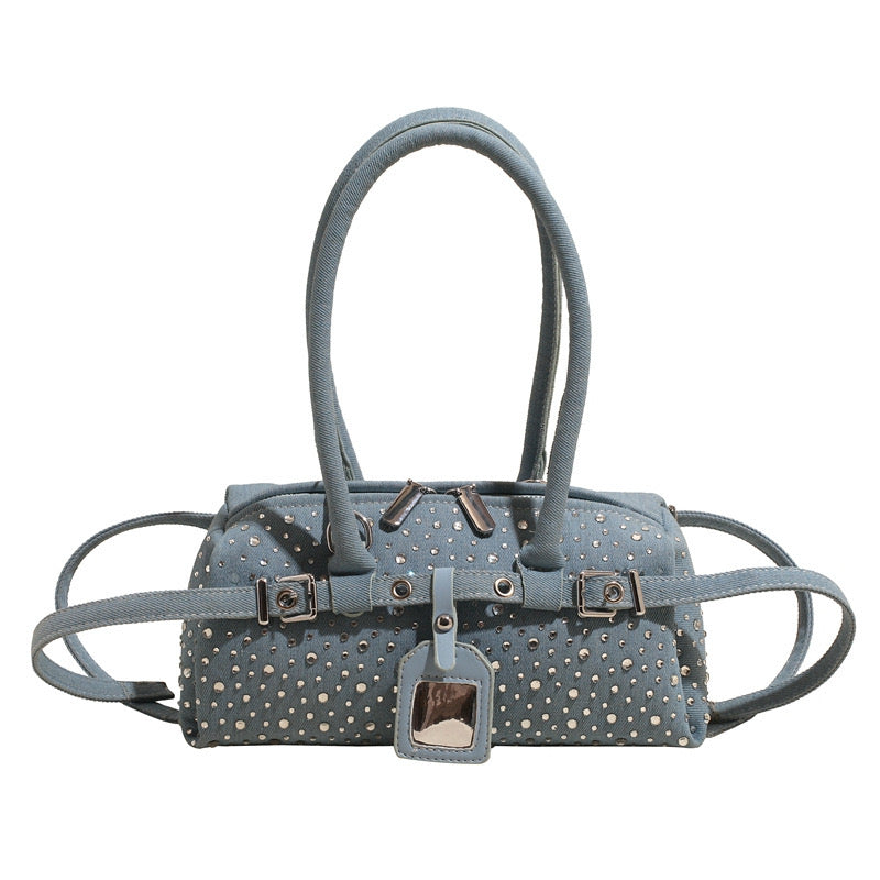 Studded Charm Denim Bag