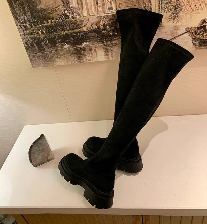 SuedeMuseBoots-BlackOverTheKneeProductShootBackViewProductShoot