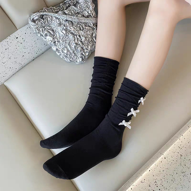 Sweetheart Ribbons Socks - Blanc Noir