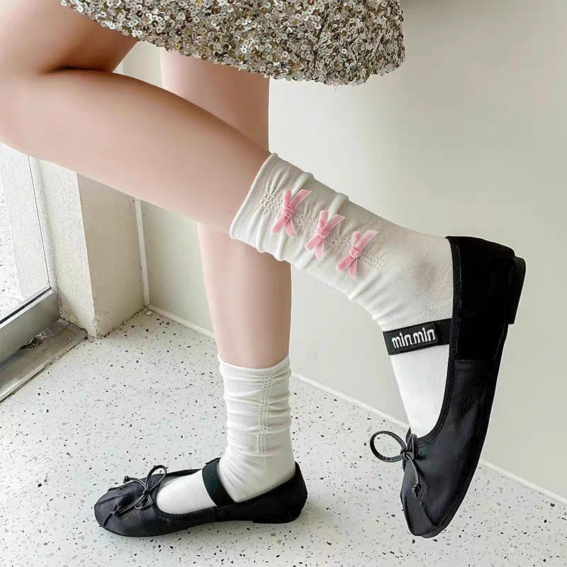 Sweetheart Ribbons Socks - Blanc Noir