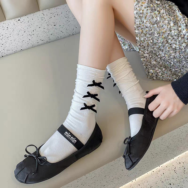 Sweetheart Ribbons Socks - Blanc Noir
