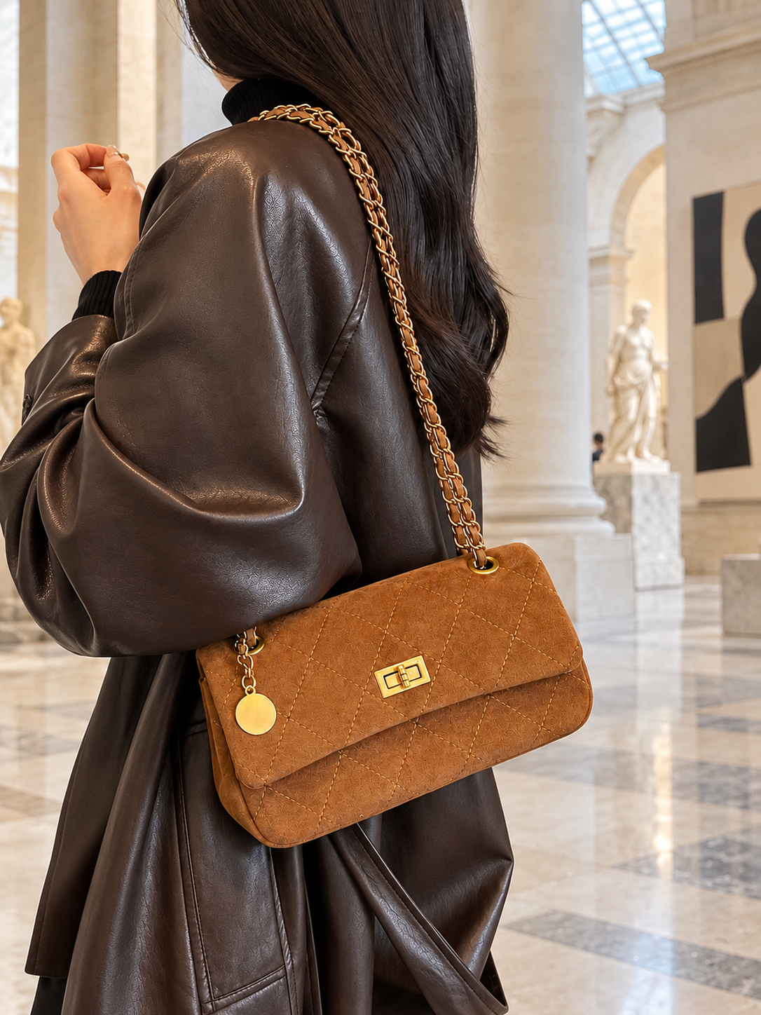 The Paris Edit Chain Bag - Khaki Beige
