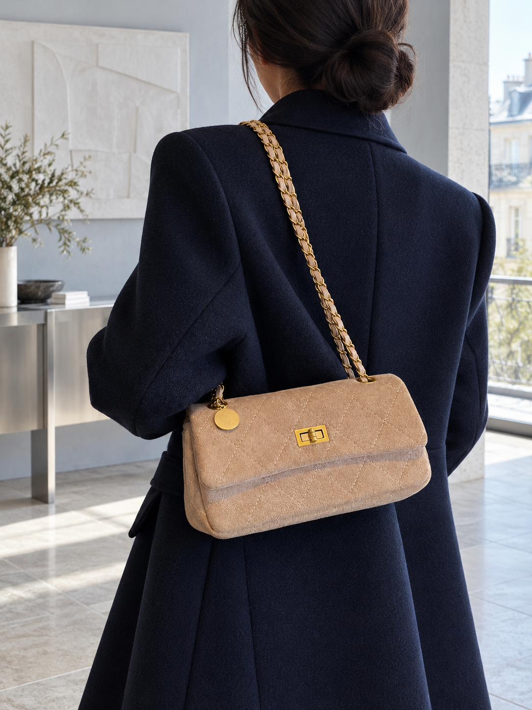 The Paris Edit Chain Bag - Khaki Beige