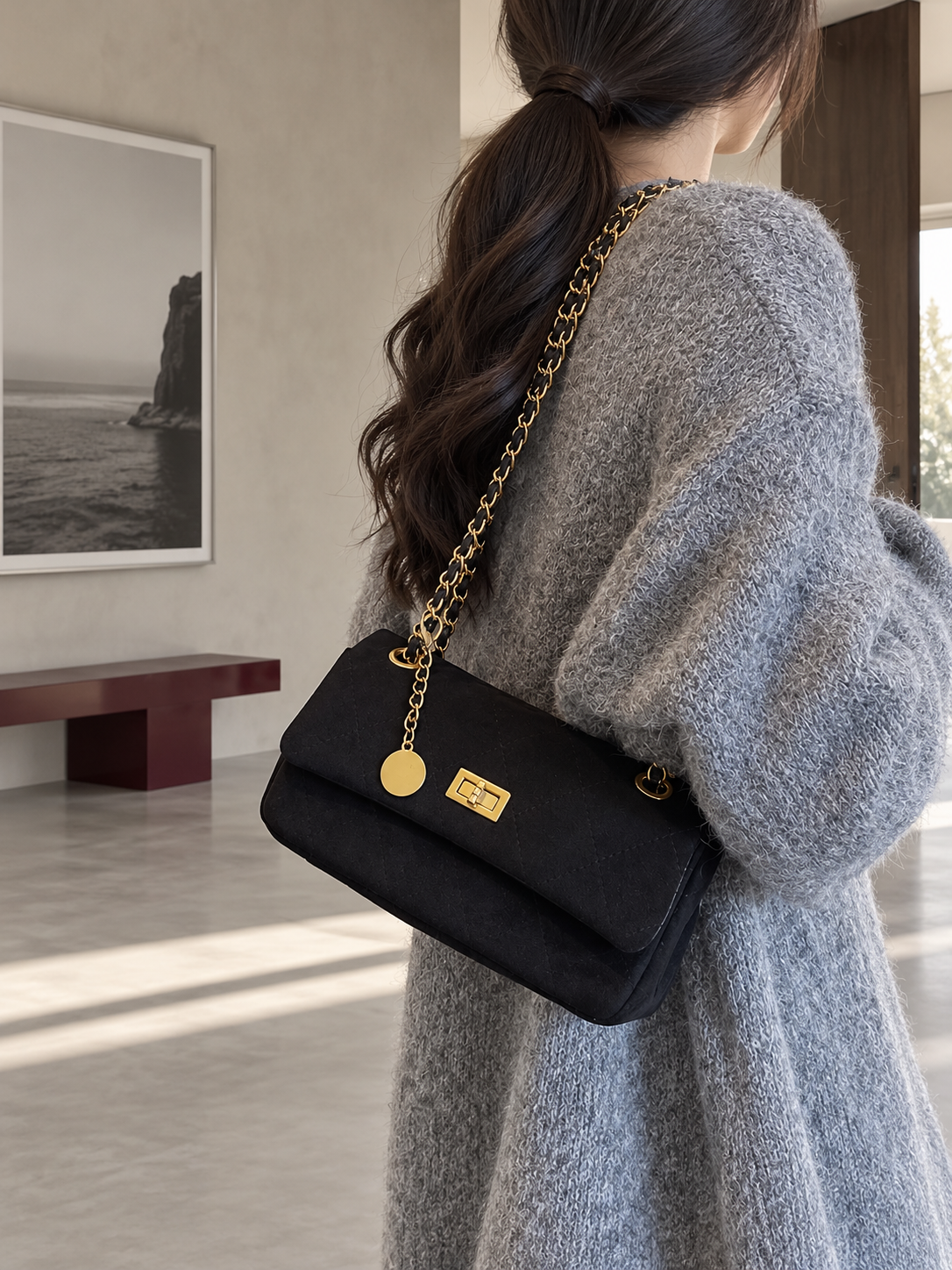 The Paris Edit Chain Bag - Khaki Beige