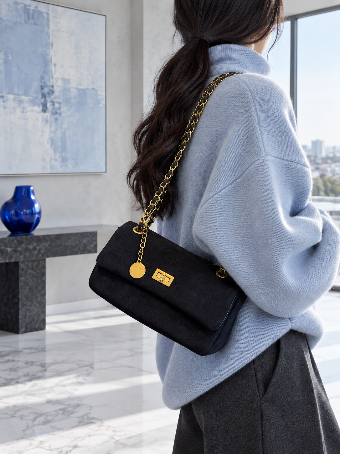 The Paris Edit Chain Bag - Khaki Beige