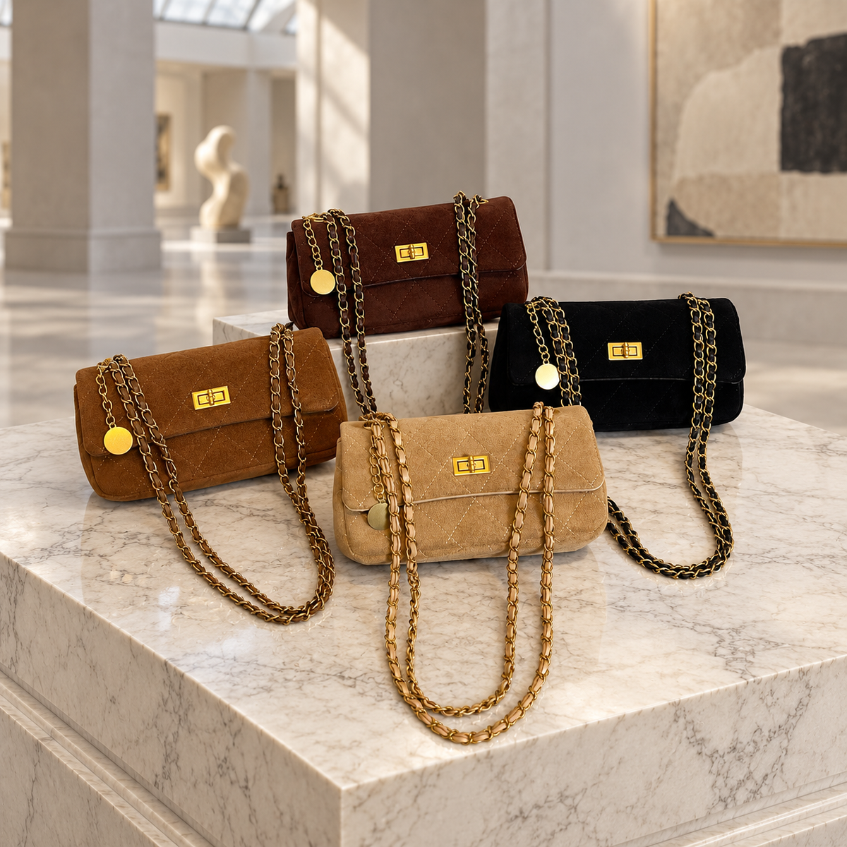 The Paris Edit Chain Bag - Khaki Beige