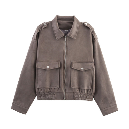 Timeless Suede Zip Jacket - Ashen Grey