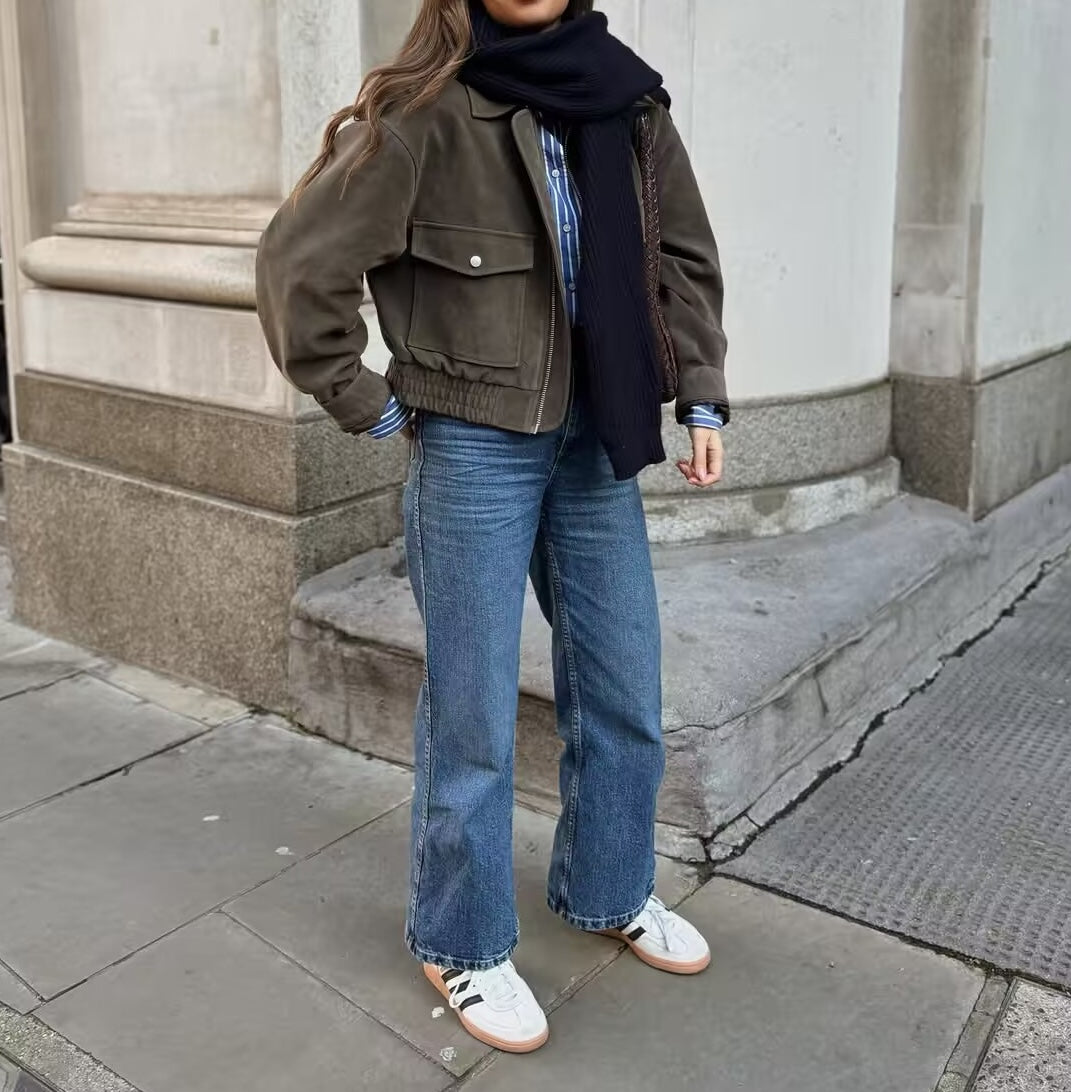 Timeless Suede Zip Jacket - Ashen Grey