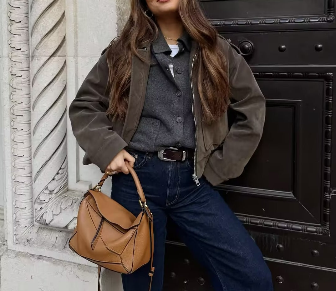 Timeless Suede Zip Jacket - Ashen Grey