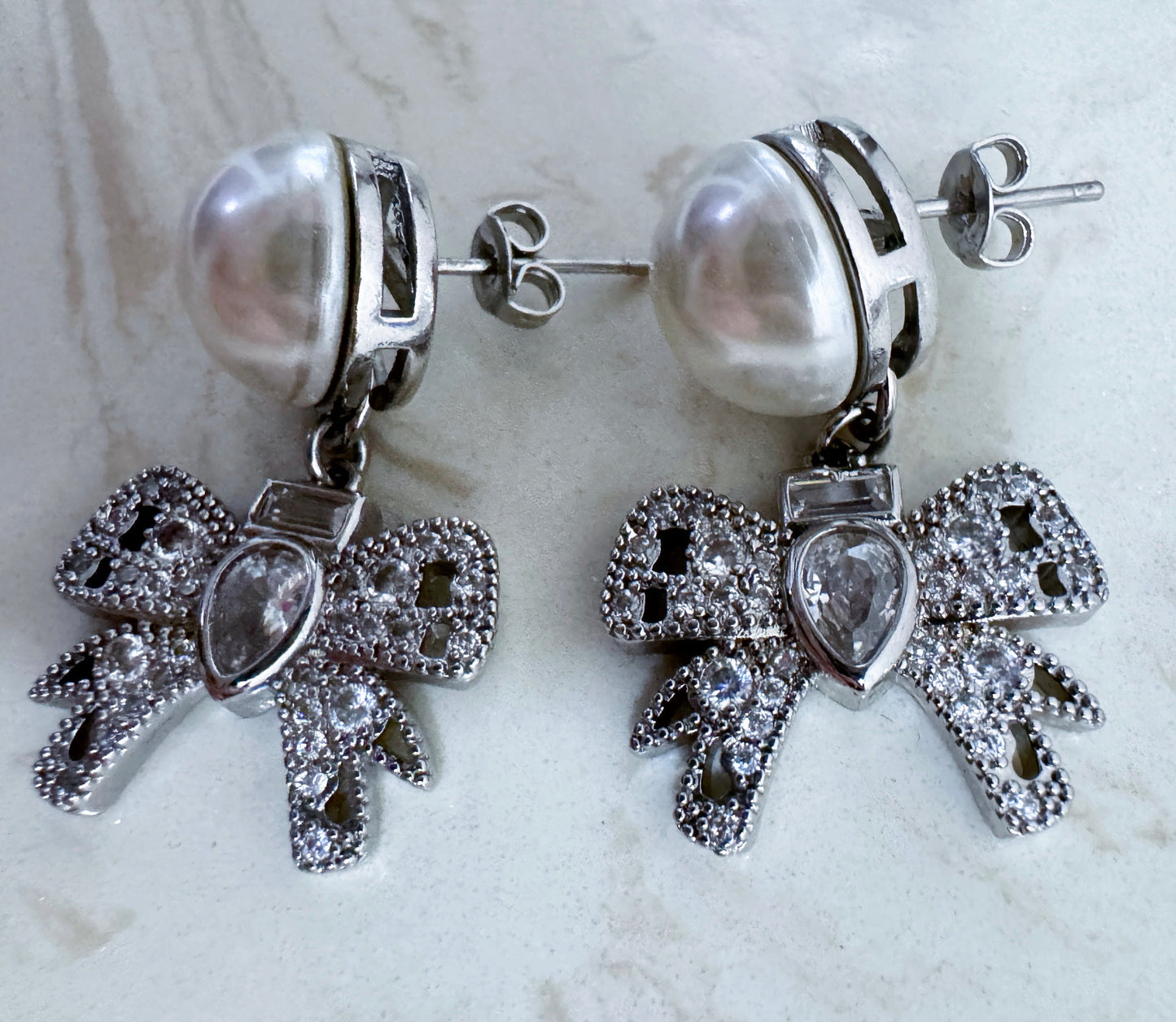 Twilight Bow & Pearl Earrings