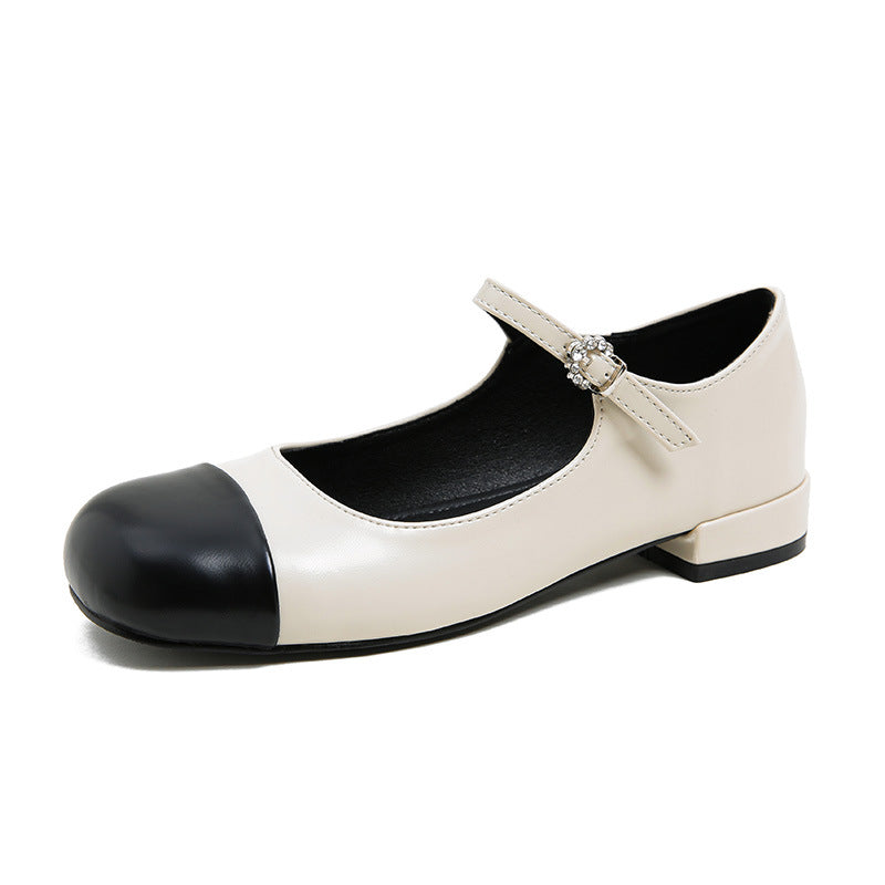 Two-Tone Mary Janes - Noir Gold