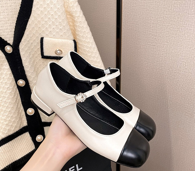 Two-Tone Mary Janes - Noir Gold