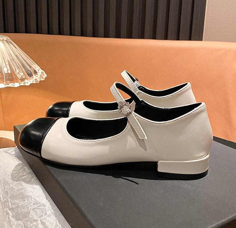 Two-Tone Mary Janes - Noir Gold