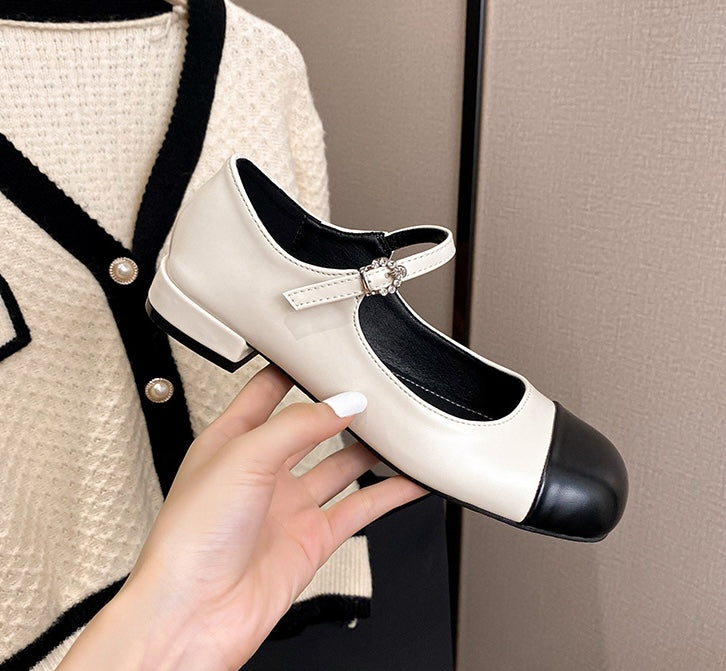 Two-Tone Mary Janes - Noir Gold