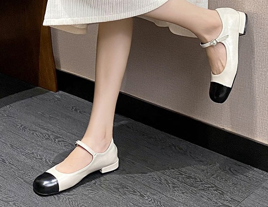 Two-Tone Mary Janes - Noir Gold