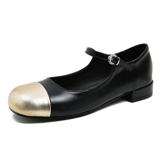 Two-Tone Mary Janes - Noir Gold