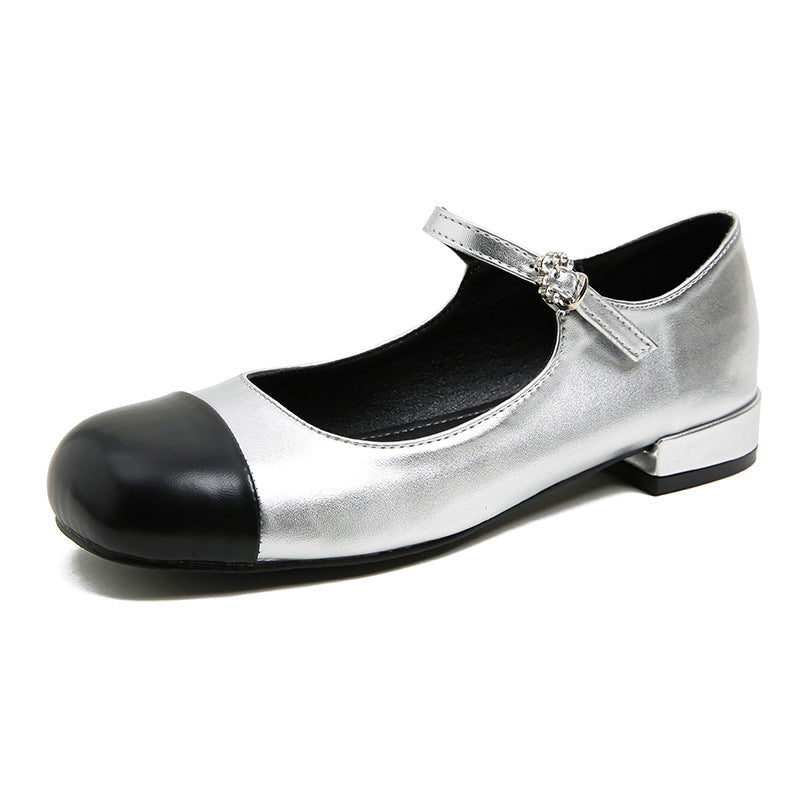 Two-Tone Mary Janes - Noir Gold